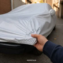 نمایش جنس و فیت چادر ماشین شمعی روی خودرو